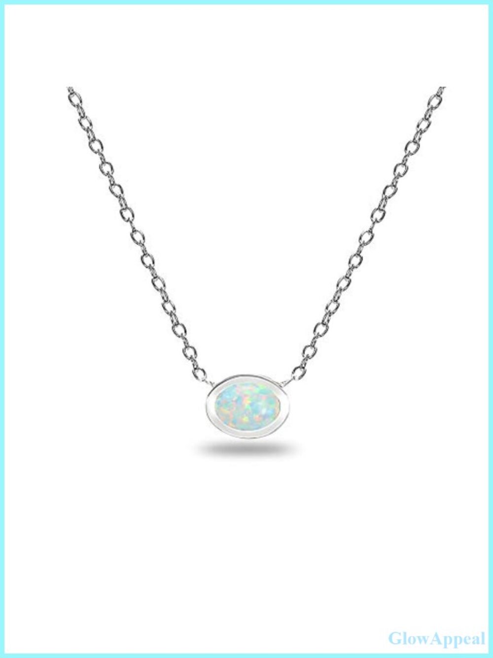 Sterling Silver Synthetic White Opal Oval Pendant Necklace 16-19in